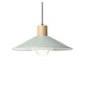 **Titel in het Nederlands: Hanglamp met groene kap en houten detail**